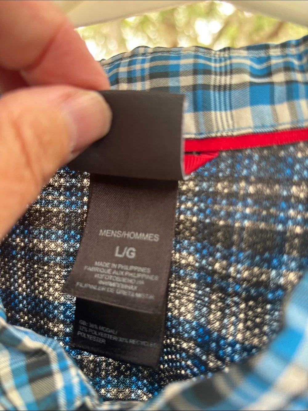 The North Face Blue and White Plaid Short-Sleeve Button-Up Shirt